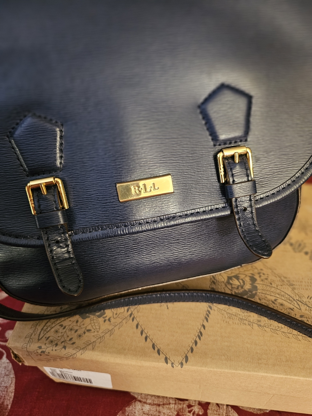 Polo by Ralph Lauren Navy Crossbody Satchel with Gold Hardware - Picture 6 of 7
